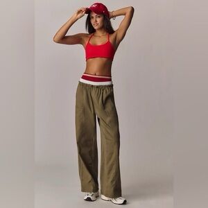 Anthropologie Daily Practice Drawstring Ruched-Ankle Wide-Leg Trousers